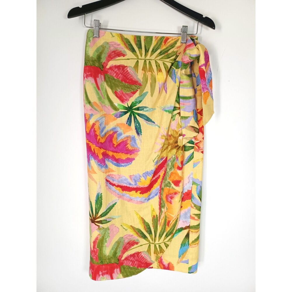 Sezane Farm Rio Skirt Floral Maxi Tropical Boho Cruise Artsy Resort Size 36